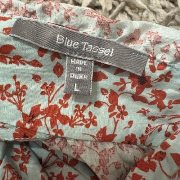 Anthropologie Blue Tassel Trina Blouse Sz L - Picture 5 of 6